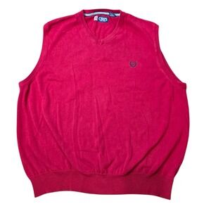 Chaps‎  Red V-Neck Cotton Knit Sweater Vest Sleeveless Casual Men's XL